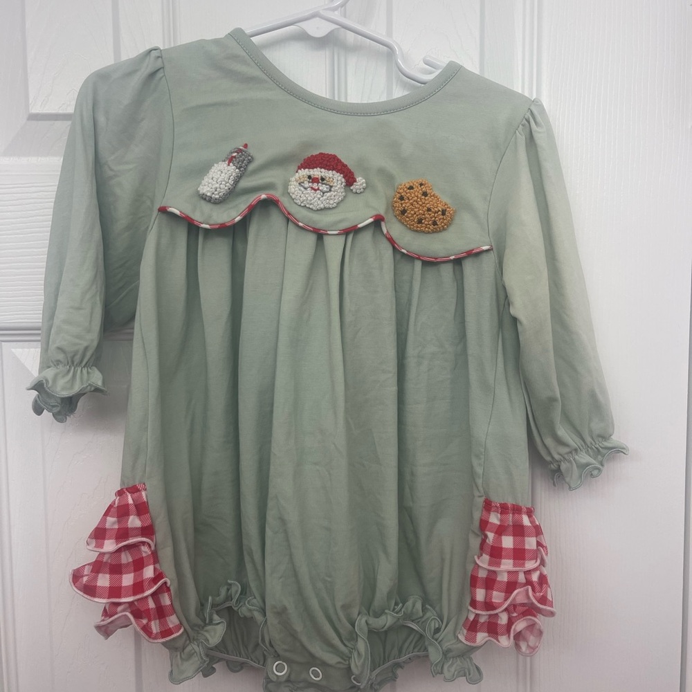 Green and Red Kids One Piece with Santa Design